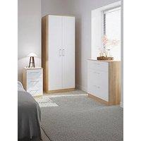 Swift Chester Ready Assembled Bedroom Furniture Package - 2 Door Wardrobe, 3 Drawer Chest And 3 Bedside Table