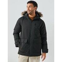 Jack & Jones Charlie Detachable Faux Fur Parka Coat - Black