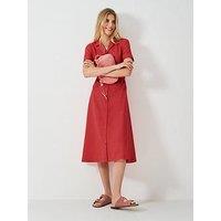 Crew Clothing Ava Linen-Blend Shirt Dress - Red