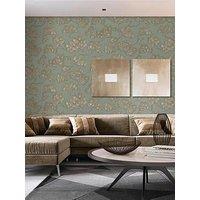 Design Id Wall Fabric Pine Tree Wallpaper - Sage/Gold