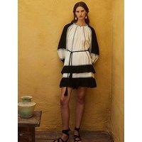 Devotion Twins Emphasis Long Sleeve Dress - Cream/Black