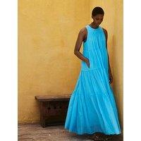 Devotion Twins Lack Tiered Maxi Dress - Bright Blue