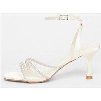 Quiz Bridal White Satin Embellished Heels
