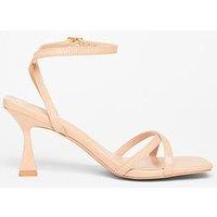 Quiz Nude Strappy Flared Heels