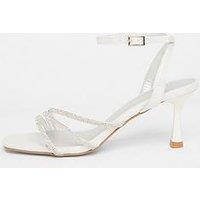 Quiz Silver Diamante Strap Heels