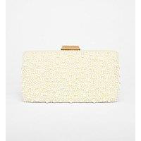 Quiz White Bridal Pearl Box Bag