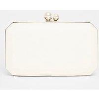 Quiz White Bridal Pearl Clasp Box Bag