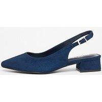Quiz Wide Fit Navy Faux Suede Pumps