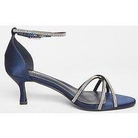 Quiz Navy Diamante Cross Strap Heels