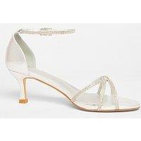 Quiz Silver Diamante Cross Strap Heels