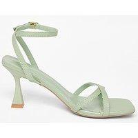 Quiz Green Strappy Flared Heels