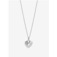 Simply Silver Sterling Silver 925 Ridged Heart Cubic Zirconia Heart Pendant