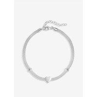 Simply Silver Sterling Silver 925 Polished Mesh Station Heart Bracelet