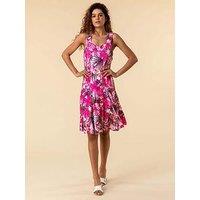 Roman Tropical Floral Panel Skater Dress