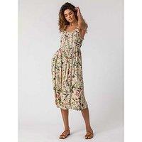 Roman Floral Print Button Down Sun Dress