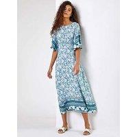 Roman Floral Border Print Midi Dress