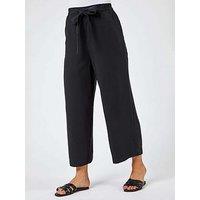 Roman Waist Tie Detail Culottes - Black