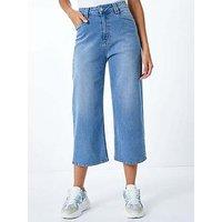 Roman Denim Stretch Wide Leg Cropped Culottes