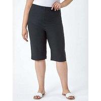 Roman Curve Knee Length Elastic Waist Shorts - Black