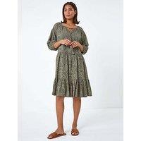 Roman Cotton Broderie Tiered Smock Dress
