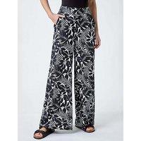 Roman Leaf Linen Blend Wide Leg Trousers