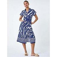 Roman Animal Border Print Pocket Midi Dress