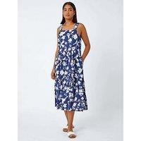 Roman Sleeveless Cotton Floral Midi Dress