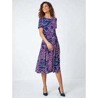 Roman Textured Animal Print Stretch Dress