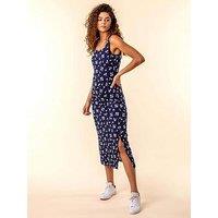 Roman Palm Print Jersey Midi Dress