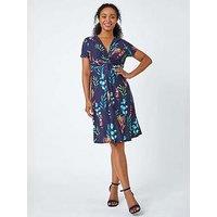 Roman Petite Floral Twist Detail Stretch Dress