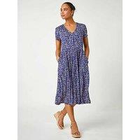Roman Petite Floral Button Pocket Midi Dress