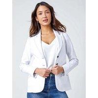 Roman Stretch Button Detail Blazer - White
