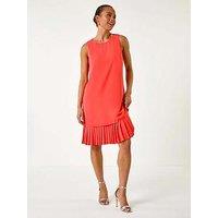 Roman Petite Sleeveless Pleated Hem Shift Dress - Pink