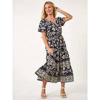 Roman Petite Aztec Print Stretch Midi Dress