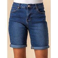 Roman Turned Hem Denim Stretch Shorts