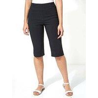 Roman Stretch Knee Length Elastic Waist Shorts - Black