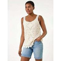 Roman Cotton Crochet Knit Vest Top