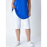 Roman Curve Knee Length Elastic Waist & Shorts - White