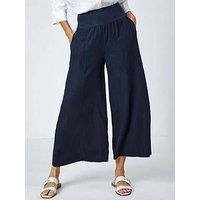Roman Linen Blend Stretch Waist Culottes