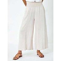 Roman Linen Blend Stretch Waist Culottes