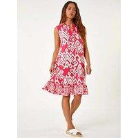 Roman Petite Aztec Print Frill Hem Dress