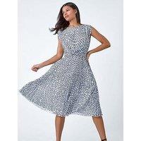 Roman Geometric Twist Detail Pleated Dress