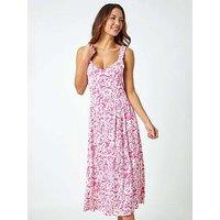 Roman Sleeveless Floral Midi Stretch Dress