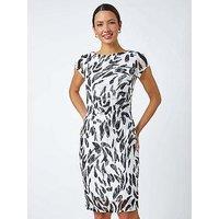 Roman Leaf Print Stretch Bodycon Lace Dress