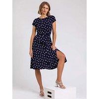 Roman Spot Print Jersey Stretch Dress
