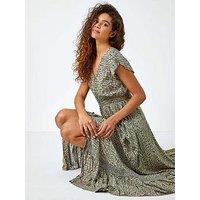 Roman Scribble Print Button Through Maxi Dress