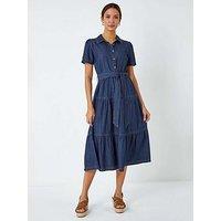 Roman Denim Tiered Cotton Midi Dress