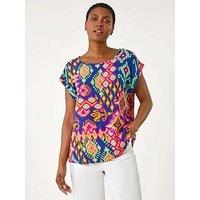 Roman Aztec Print Short Sleeve Top
