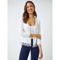 Roman Scalloped Lace Trim Knitted Shrug