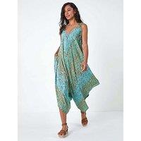 Roman Paisley Floral Pocket Slouchy Jumpsuit